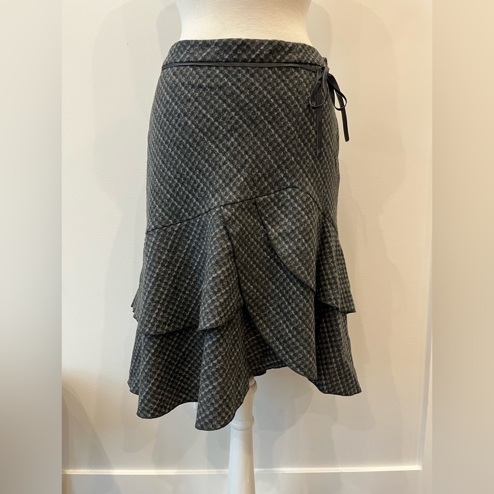 Grey and White Patterned High Low Skirt
